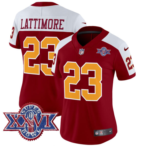 Women's Washington Redskins Throwback 1992 Super Bowl XXVI Patch Vapor Limited Jersey - All Stitched - Image 29