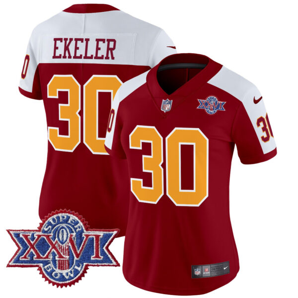 Women's Washington Redskins Throwback 1992 Super Bowl XXVI Patch Vapor Limited Jersey - All Stitched - Image 24