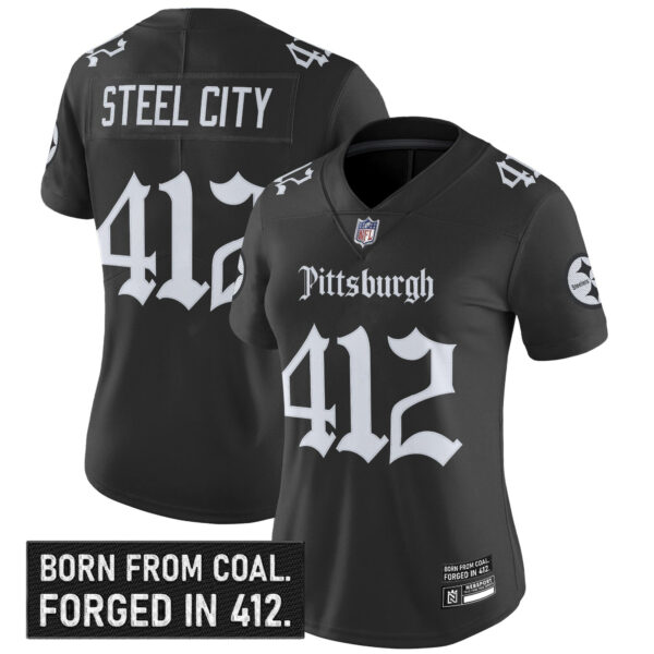 Women's Pittsburgh Steelers 'Gothic Steel City Edition' Vapor Limited Jersey - All Stitched - Image 2