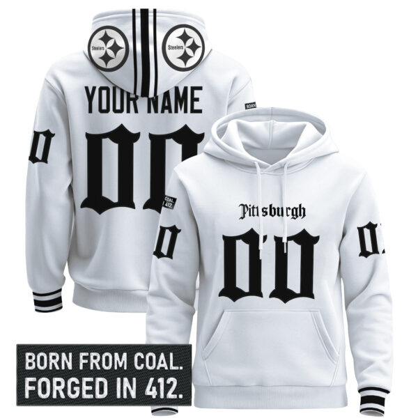 Pittsburgh Steelers 'Gothic Steel City Edition' Custom Pullover Hoodie - All Stitched - Image 2