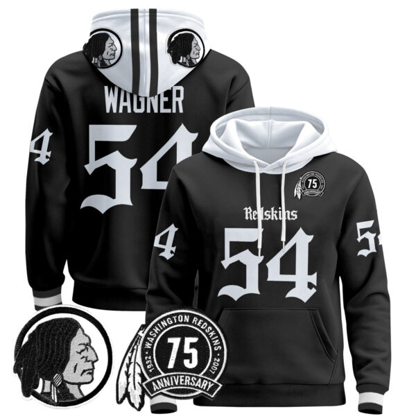 Men's Washington Redskins 'Gothic Capital Edition' Pullover Hoodie - All Stitched - Image 6