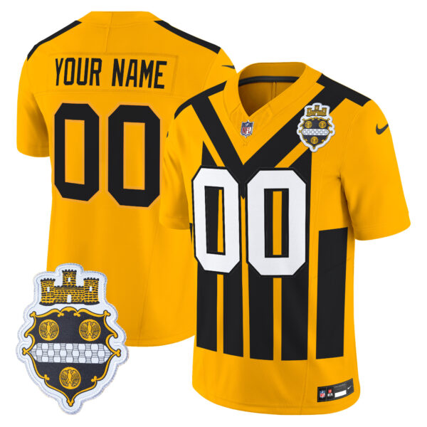 Pittsburgh Steelers 1933 Patch Throwback Vapor Limited Custom Jersey - All Stitched - Image 2