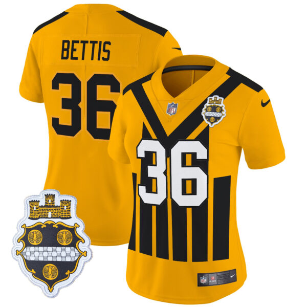 Women's Pittsburgh Steelers 1933 Patch Throwback Vapor Limited Jersey - All Stitched - Image 9