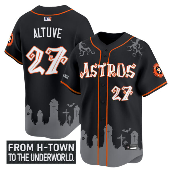 Men's Houston Astros 'Halloween Shadows Edition' Vapor Premier Limited Jersey - Stitched - Image 2