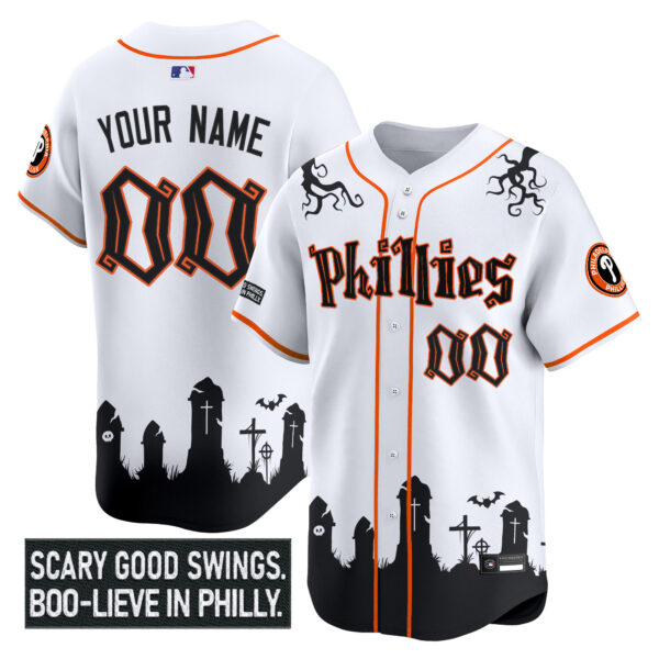 Philadelphia Phillies 'Halloween Spooky Edition' Premier Limited Custom Jersey - Stitched - Image 2