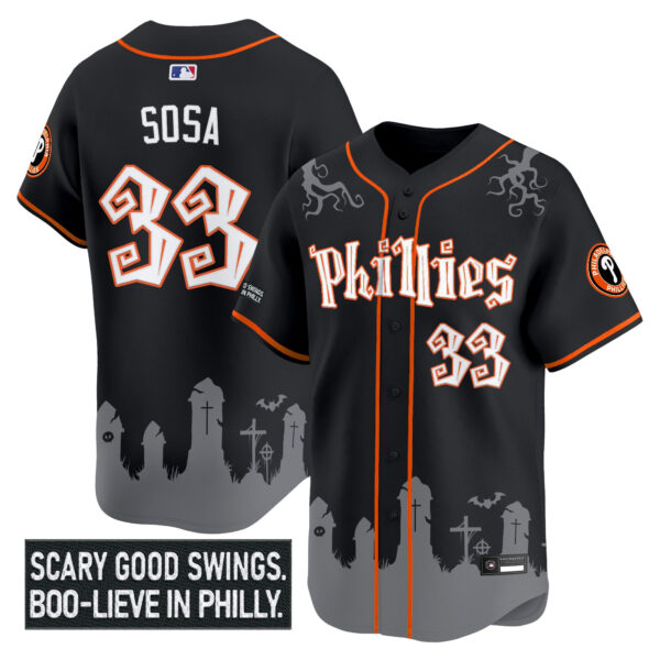 Men's Philadelphia Phillies 'Halloween Spooky Edition' Premier Limited Jersey - Stitched - Image 3
