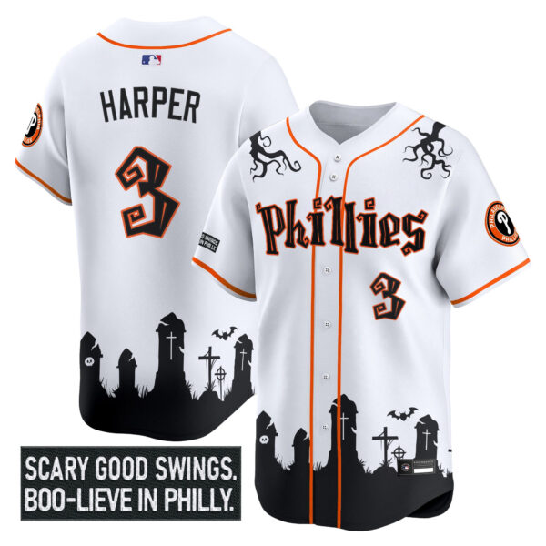 Men's Philadelphia Phillies 'Halloween Spooky Edition' Premier Limited Jersey - Stitched - Image 12