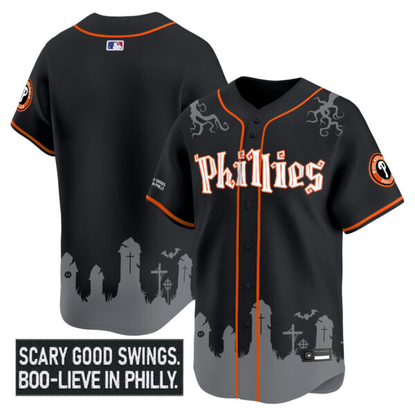 Men's Philadelphia Phillies 'Halloween Spooky Edition' Premier Limited Jersey - Stitched - Image 11