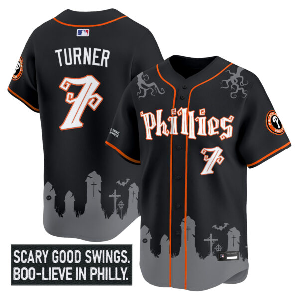 Men's Philadelphia Phillies 'Halloween Spooky Edition' Premier Limited Jersey - Stitched - Image 5