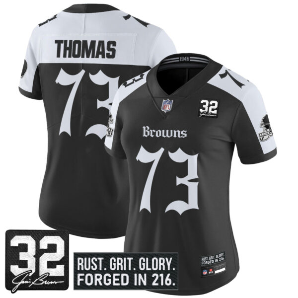 Women's Cleveland Browns 'Gothic Dawg Shadows Drop' Vapor Limited Jersey - All Stitched - Image 23