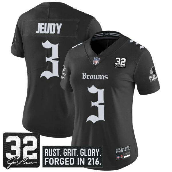 Women's Cleveland Browns 'Gothic Dawg Shadows Drop' Vapor Limited Jersey - All Stitched - Image 8