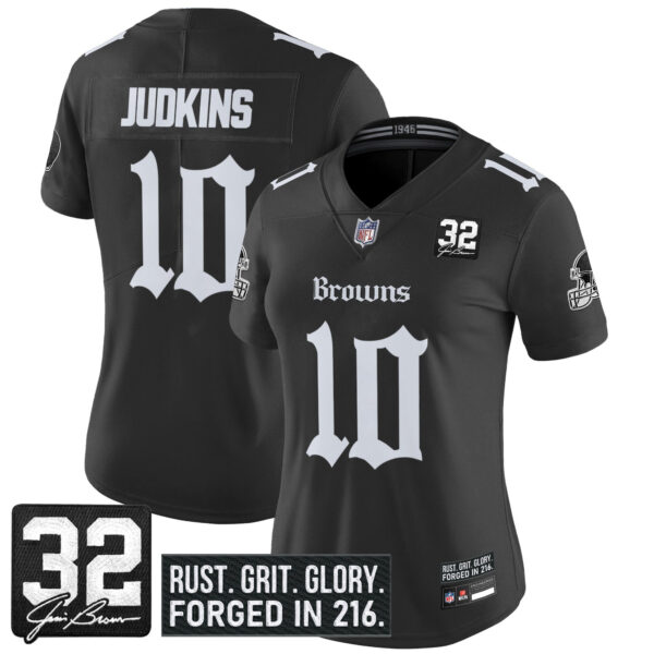 Women's Cleveland Browns 'Gothic Dawg Shadows Drop' Vapor Limited Jersey - All Stitched - Image 6