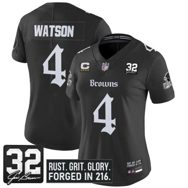 Women's Cleveland Browns 'Gothic Dawg Shadows Drop' Vapor Limited Jersey - All Stitched - Image 9