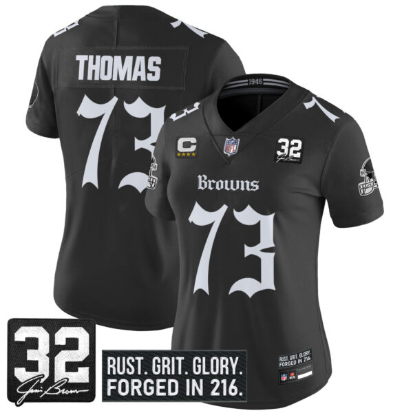 Women's Cleveland Browns 'Gothic Dawg Shadows Drop' Vapor Limited Jersey - All Stitched - Image 5