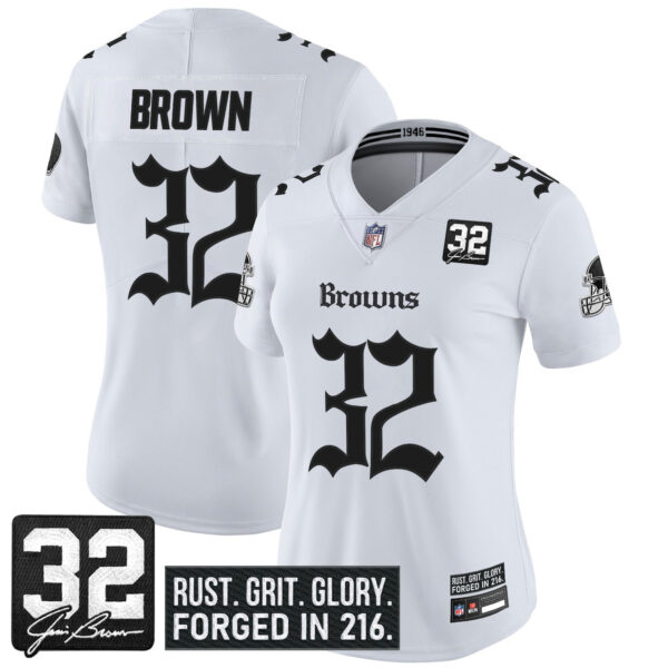 Women's Cleveland Browns 'Gothic Dawg Shadows Drop' Vapor Limited Jersey - All Stitched - Image 13