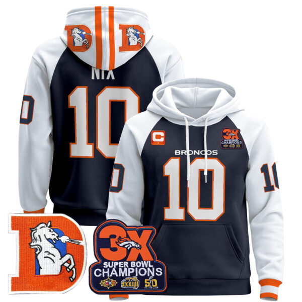 Men's Denver Broncos Throwback Premium Pullover Hoodie - All Stitched - Image 8