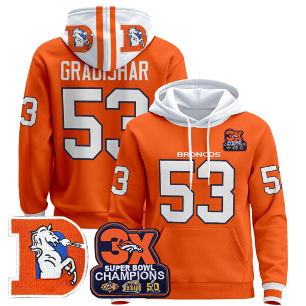Men's Denver Broncos Throwback Premium Pullover Hoodie - All Stitched - Image 21