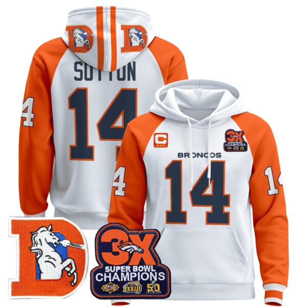 Men's Denver Broncos Throwback Premium Pullover Hoodie - All Stitched - Image 39