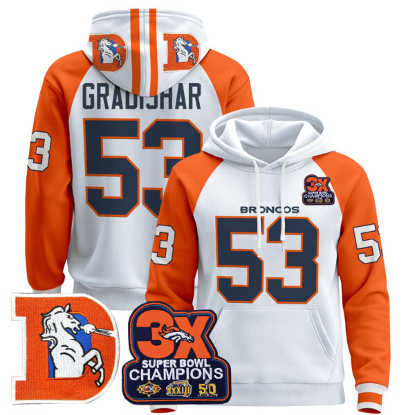 Men's Denver Broncos Throwback Premium Pullover Hoodie - All Stitched - Image 42