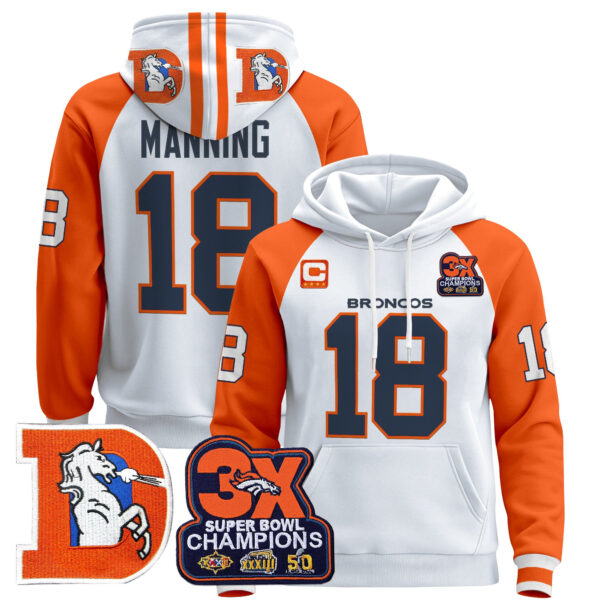 Men's Denver Broncos Throwback Premium Pullover Hoodie - All Stitched - Image 40