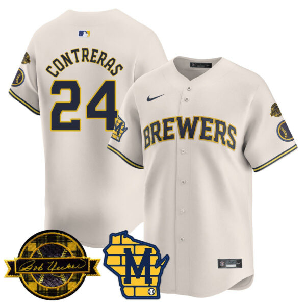 Men's Milwaukee Brewers Bob Uecker Patch Vapor Limited Jersey - All Stitched - Image 10