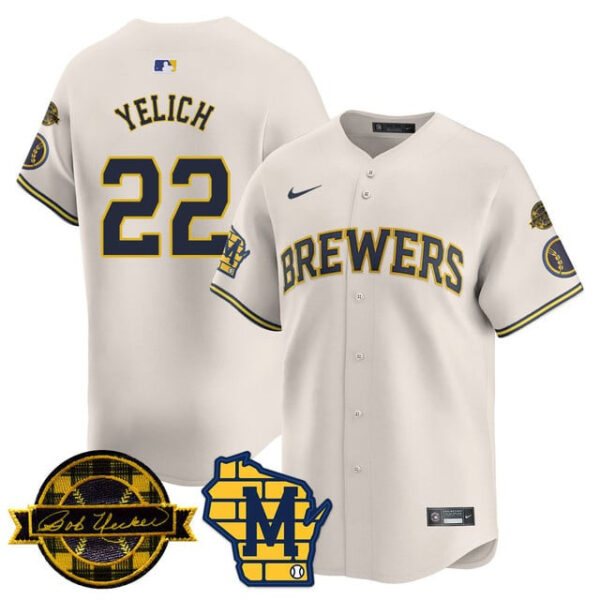 Men's Milwaukee Brewers Bob Uecker Patch Vapor Limited Jersey - All Stitched - Image 11