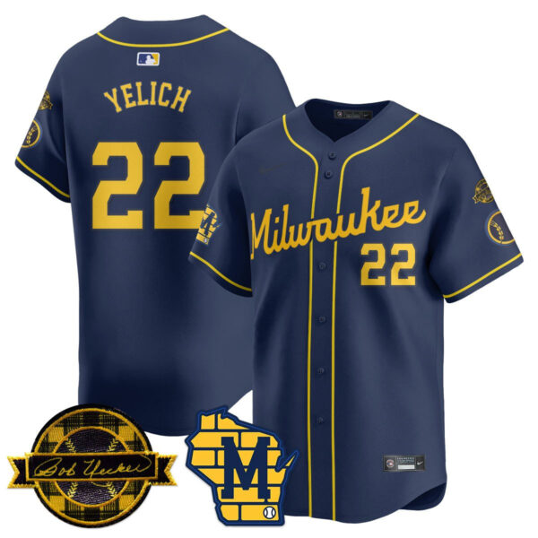 Men's Milwaukee Brewers Bob Uecker Patch Vapor Limited Jersey - All Stitched - Image 4