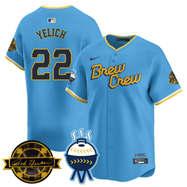 Men's Milwaukee Brewers Bob Uecker Patch Vapor Limited Jersey - All Stitched - Image 25
