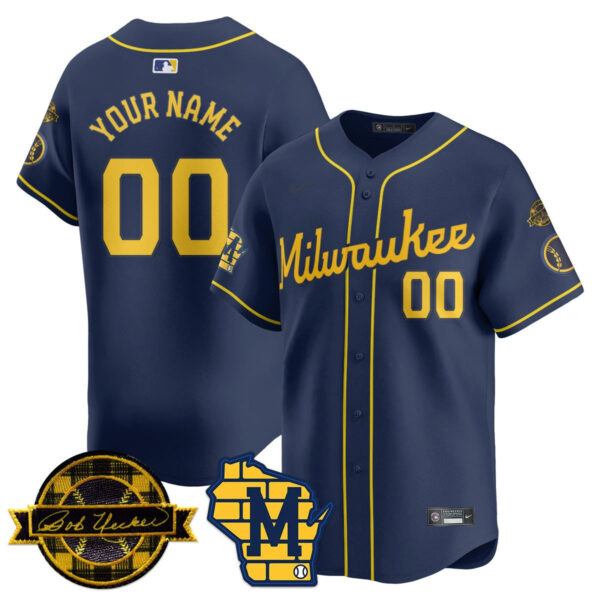 Milwaukee Brewers Bob Uecker Patch Vapor Limited Custom Jersey - All Stitched - Image 2