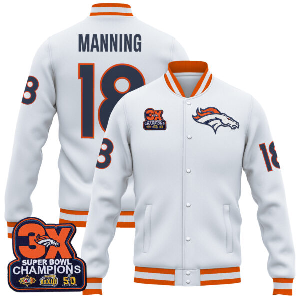Men's Denver Broncos 3-Time Champions Patch Premium Jacket - All Stitched - Image 12