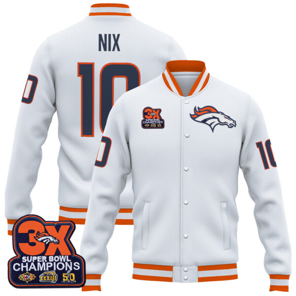 Men's Denver Broncos 3-Time Champions Patch Premium Jacket - All Stitched - Image 8