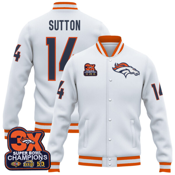 Men's Denver Broncos 3-Time Champions Patch Premium Jacket - All Stitched - Image 11