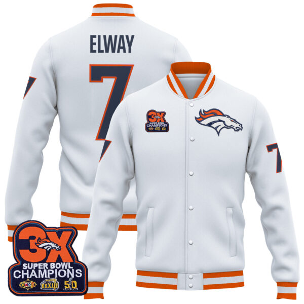 Men's Denver Broncos 3-Time Champions Patch Premium Jacket - All Stitched - Image 13