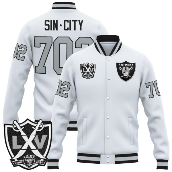 Men's Las Vegas Raiders 65th Anniversary Patch Premium Jacket - All Stitched - Image 7