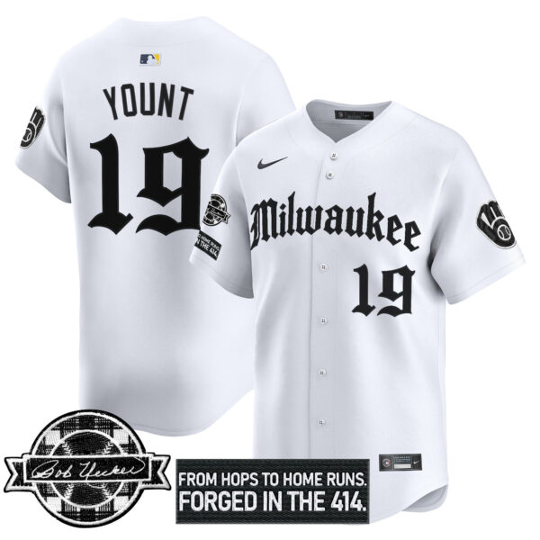 Men's Milwaukee Brewers Bob Uecker Patch Vapor Premier Limited Jersey - Gothic Edition - All Stitched - Image 21
