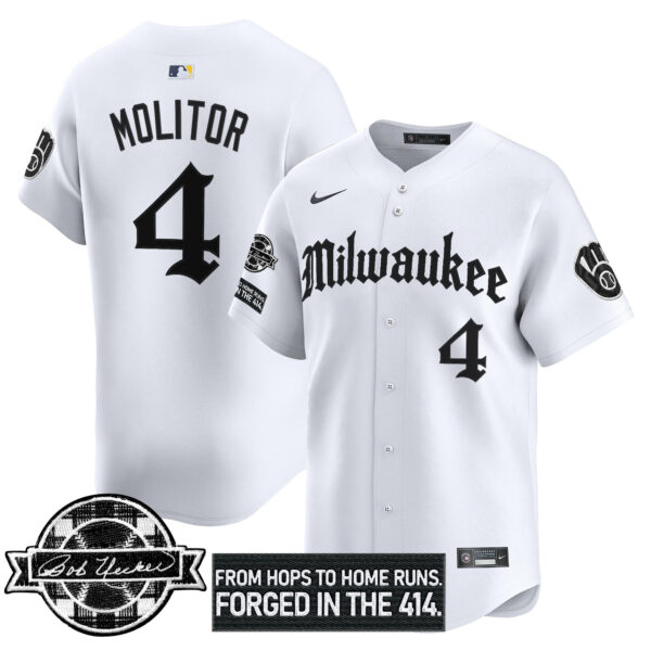 Men's Milwaukee Brewers Bob Uecker Patch Vapor Premier Limited Jersey - Gothic Edition - All Stitched - Image 22