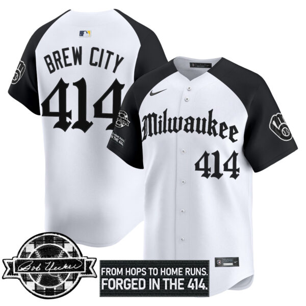 Men's Milwaukee Brewers Bob Uecker Patch Vapor Premier Limited Jersey - Gothic Edition - All Stitched - Image 28