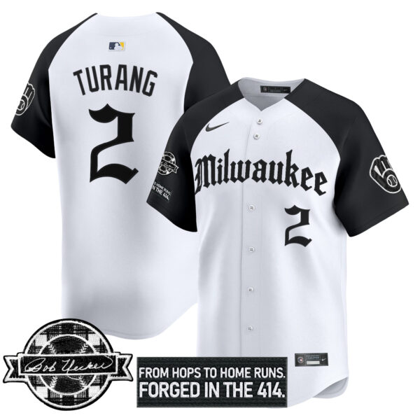 Men's Milwaukee Brewers Bob Uecker Patch Vapor Premier Limited Jersey - Gothic Edition - All Stitched - Image 32