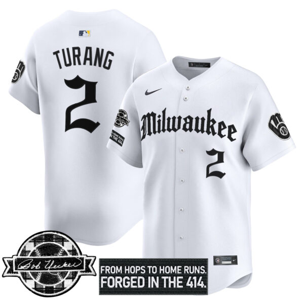 Men's Milwaukee Brewers Bob Uecker Patch Vapor Premier Limited Jersey - Gothic Edition - All Stitched - Image 19
