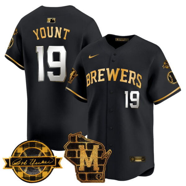 Men's Milwaukee Brewers Home & Bob Uecker Patch Vapor Premier Limited Jersey - All Stitched - Image 8
