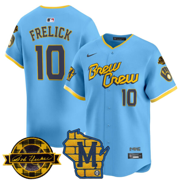 Men's Milwaukee Brewers Home & Bob Uecker Patch Vapor Premier Limited Jersey - All Stitched - Image 55