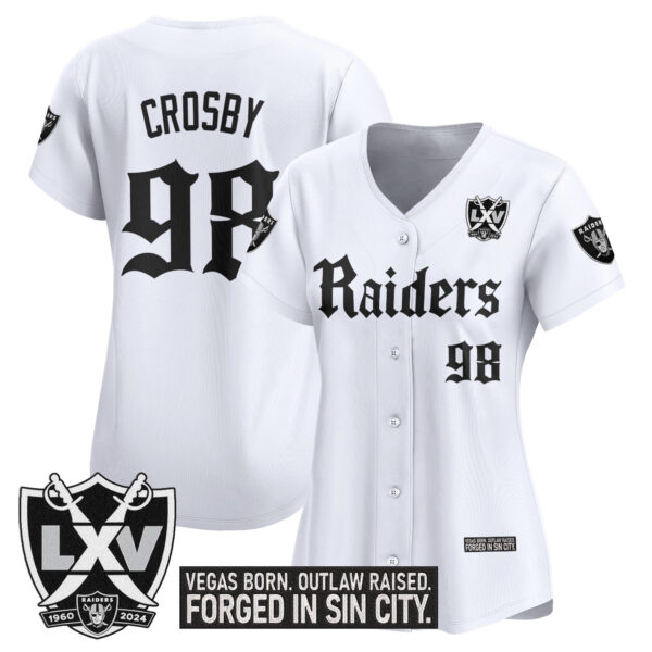 Women's Las Vegas Raiders 'Gothic Sin City Shadows Edition' Vapor Baseball Jersey - All Stitched - Image 10
