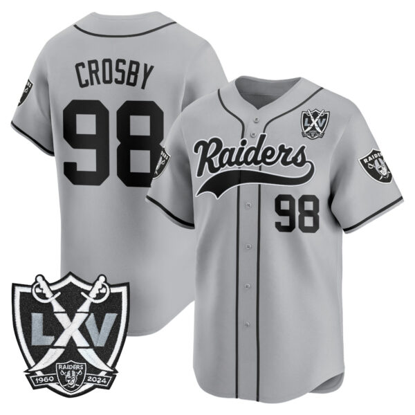 Men's Las Vegas Raiders 65th Anniversary Patch Vapor Baseball Jersey - All Stitched - Image 22