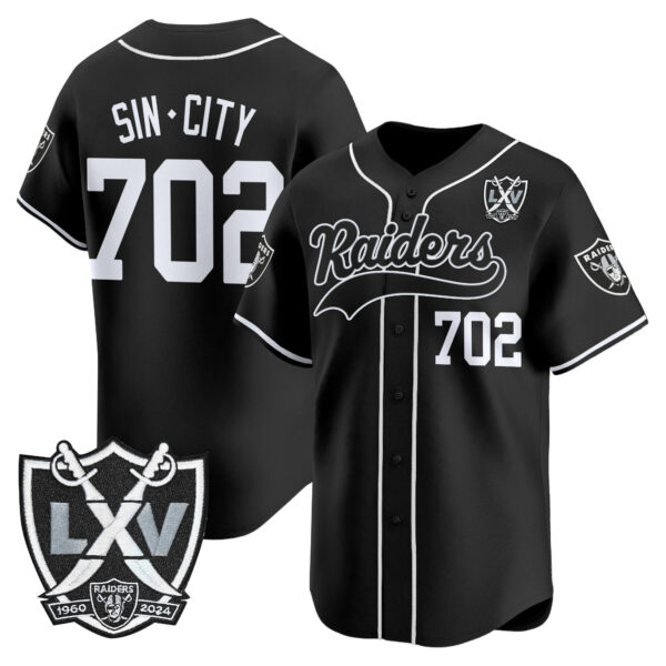 Men's Las Vegas Raiders 65th Anniversary Patch Vapor Baseball Jersey - All Stitched - Image 2