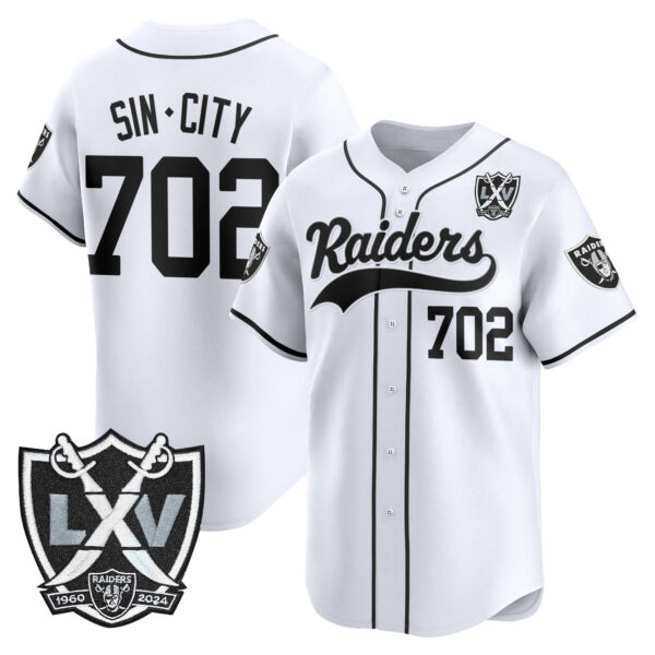 Men's Las Vegas Raiders 65th Anniversary Patch Vapor Baseball Jersey - All Stitched - Image 8