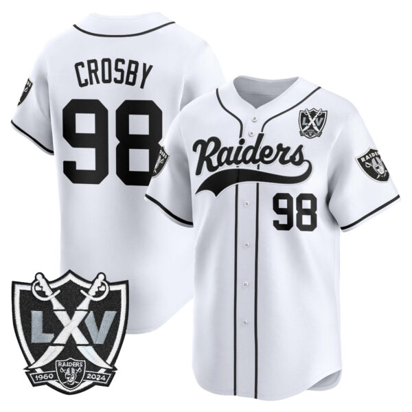 Men's Las Vegas Raiders 65th Anniversary Patch Vapor Baseball Jersey - All Stitched - Image 10