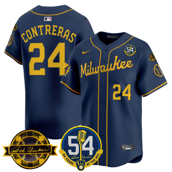 Men's Milwaukee Brewers 'Bob Uecker - 54 Seasons for Brewers' Vapor Premier Limited Jersey - All Stitched - Image 58