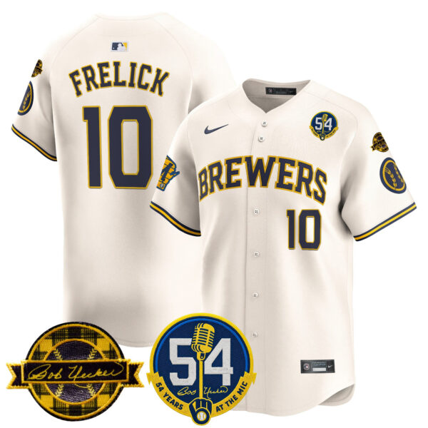 Men's Milwaukee Brewers 'Bob Uecker - 54 Seasons for Brewers' Vapor Premier Limited Jersey - All Stitched - Image 19