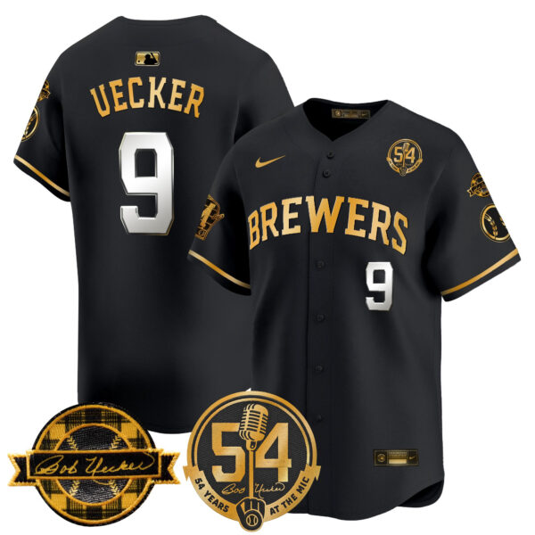 Men's Milwaukee Brewers 'Bob Uecker - 54 Seasons for Brewers' Vapor Premier Limited Jersey - All Stitched - Image 26