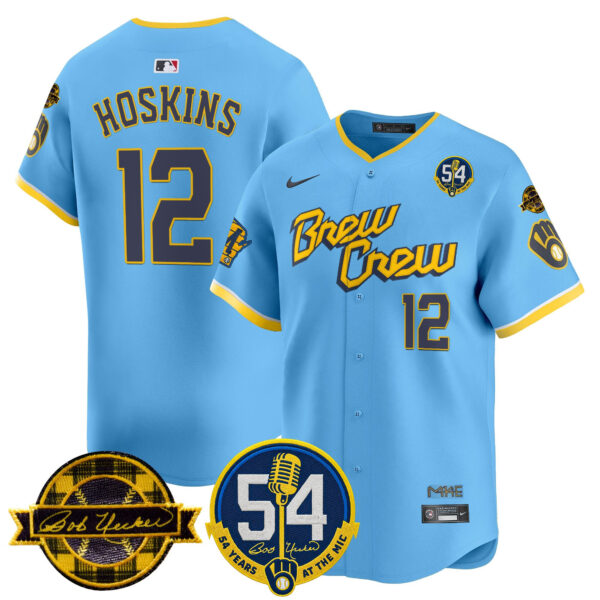 Men's Milwaukee Brewers 'Bob Uecker - 54 Seasons for Brewers' Vapor Premier Limited Jersey - All Stitched - Image 4